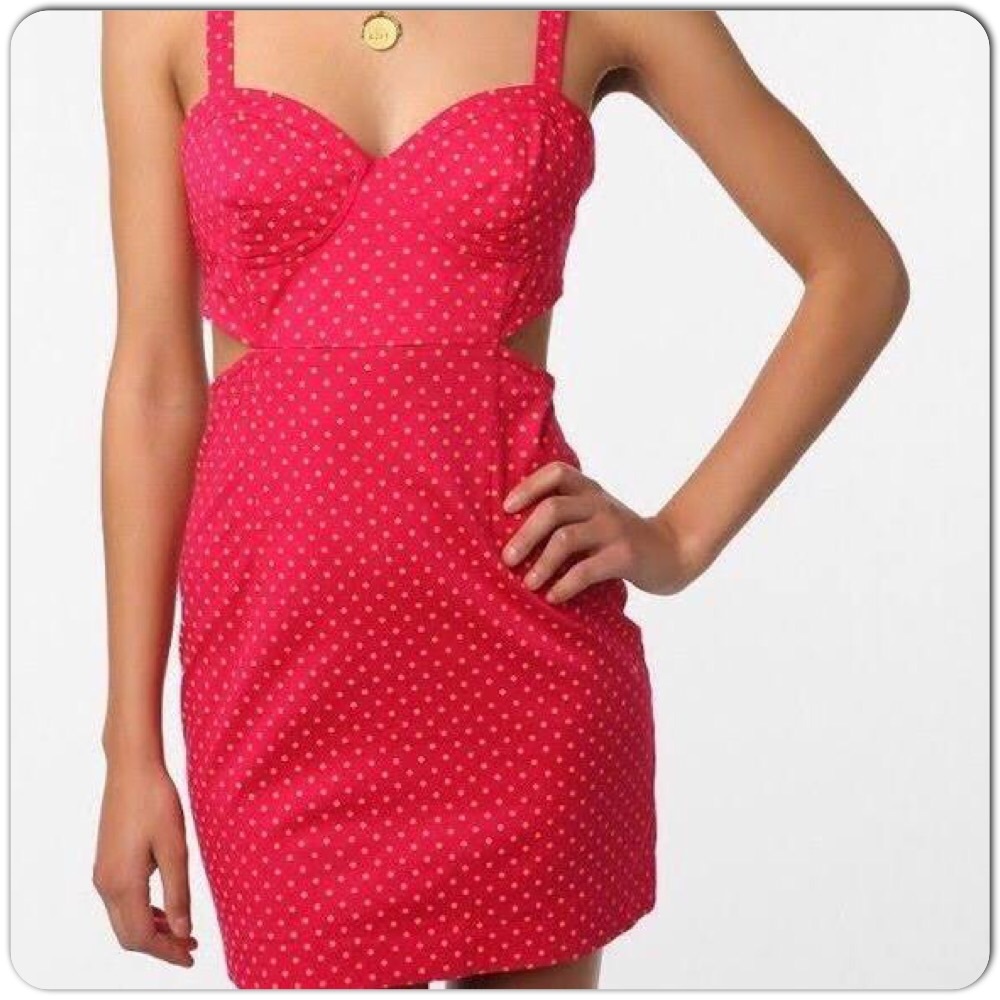 💘Kimchi Blue Pink Polkadot side cutout Mini Dress